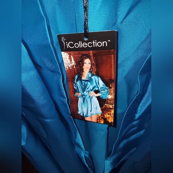 Adam & Eve iCollection Teal L/XL Satin Robe NWT - Picture 2 of 6